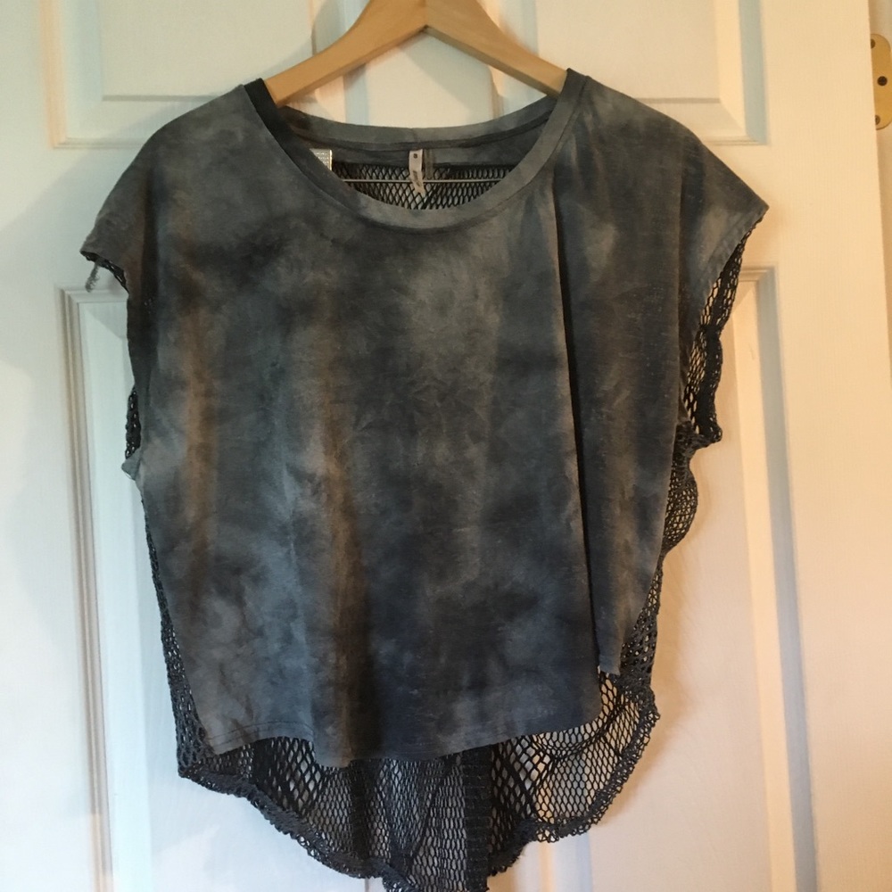 6 FOR $25 Gray Marble Crop top Mesh back